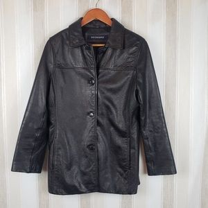Vintage Dockers 100% Cow Leather Jacket Coat Black Size Small